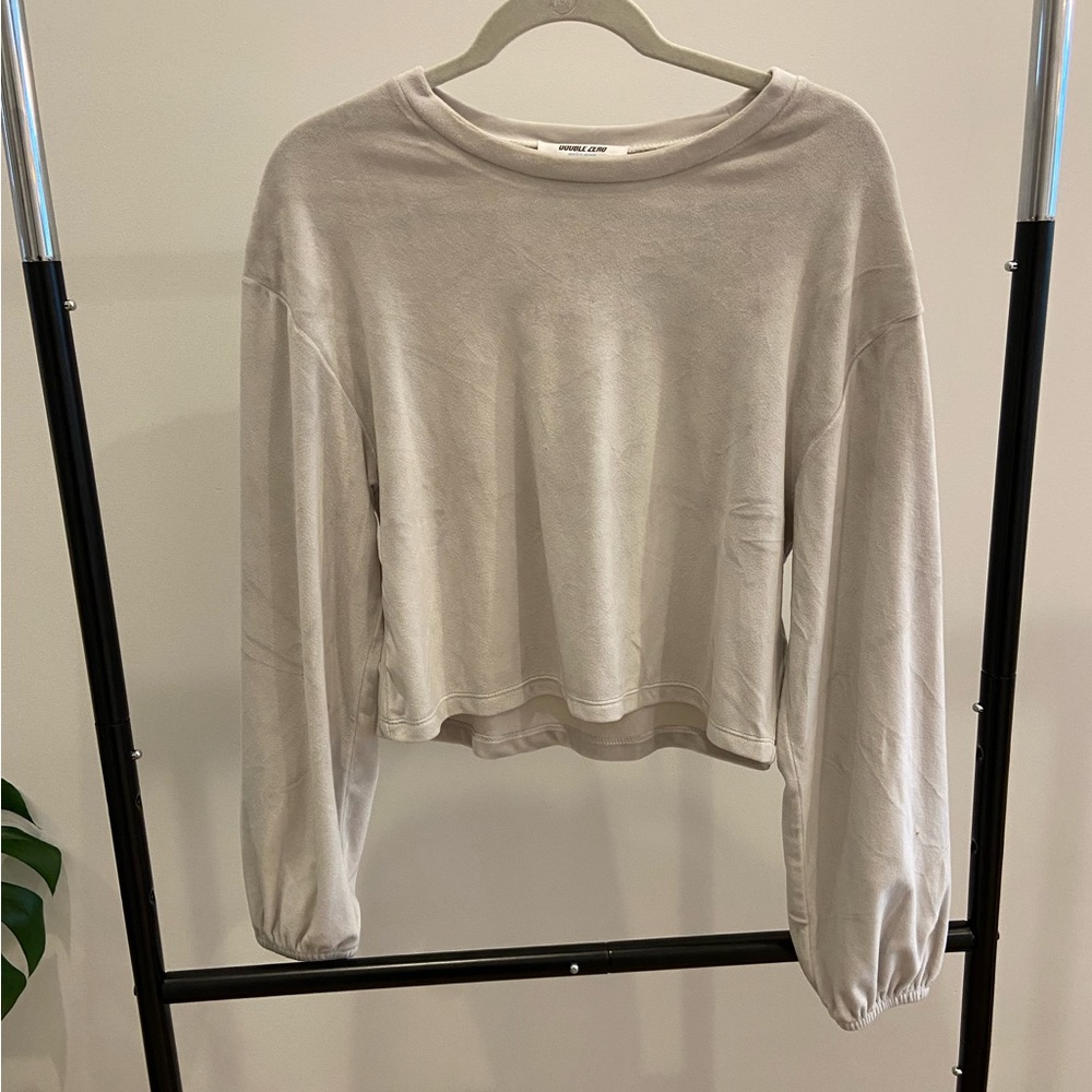 Velvet light gray cropped top